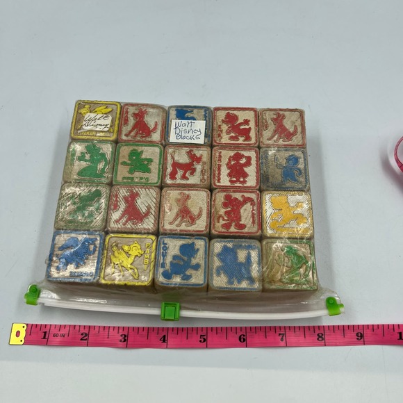 Vintage Disney Wooden Blocks Characters Alphabet Numbers 3 Sided - Picture 8 of 8